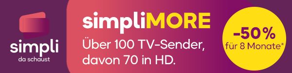 simpliMORE: Über 100 TV-Sender, davon 70 in HD. -50% für 8 Monate